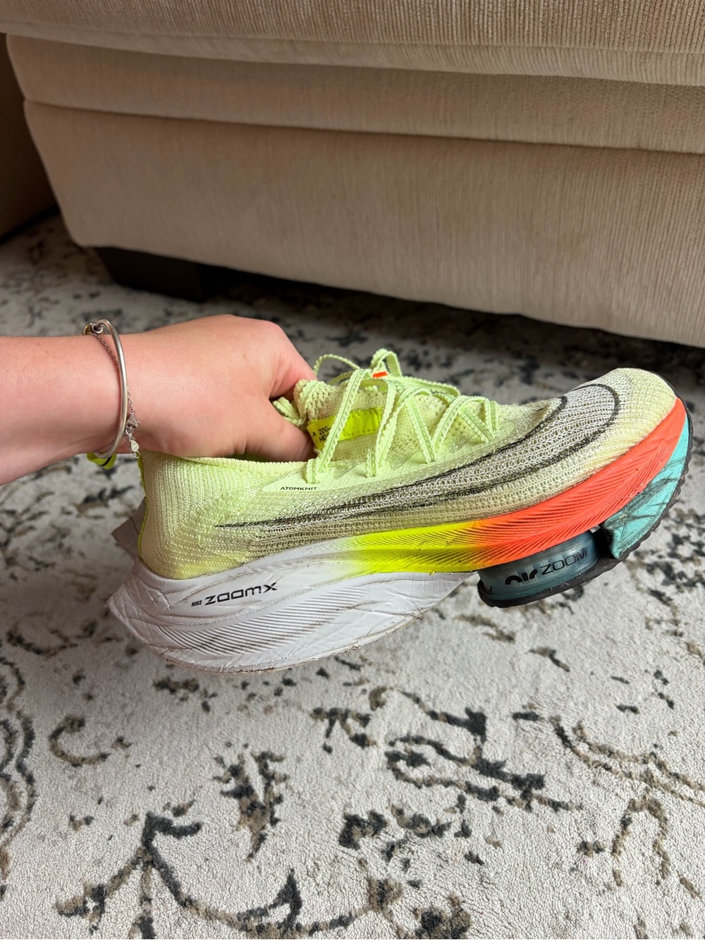 Nike ZoomX Neon Yellow Running Shoes - Picture 4 of 5